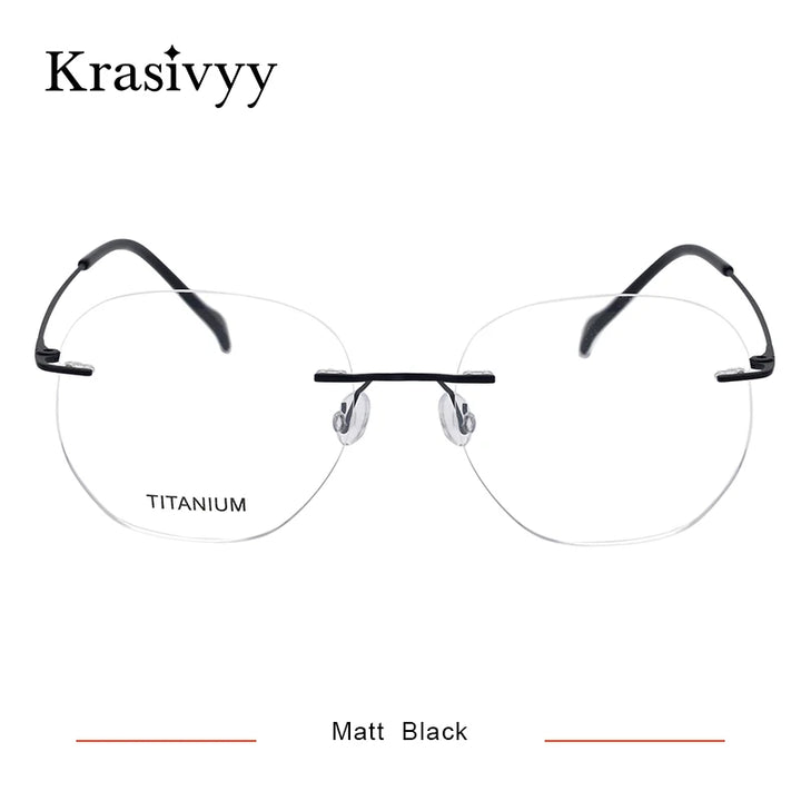 Krasivyy Women's Rimless Polygon Oval Titanium Eyeglasses 315010