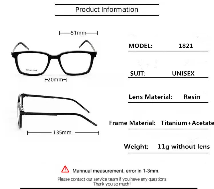 Aimee Unisex Full Rim Square Screwless Titanium Eyeglasses 18214