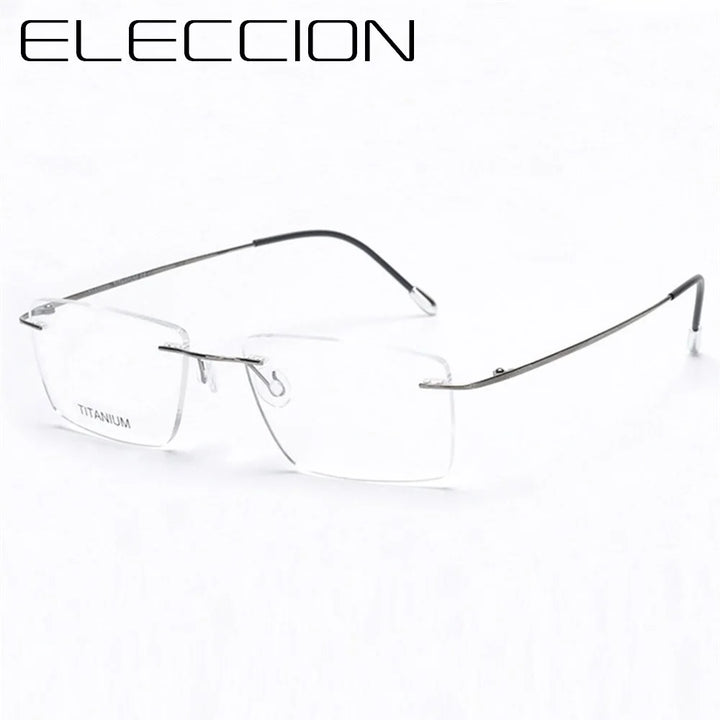 Eleccion Unisex Rimless Square Titanium Eyeglasses 14035 Rimless Eleccion