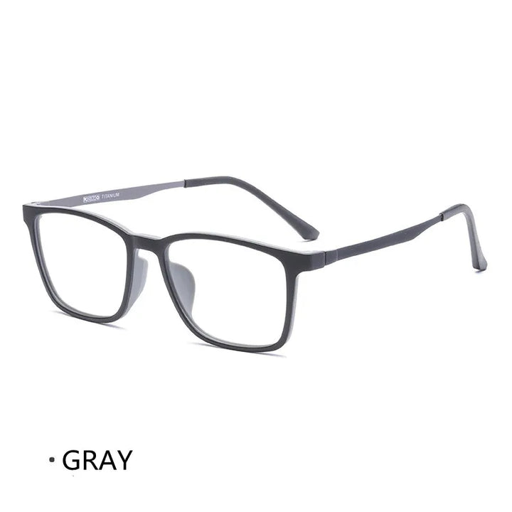 Kocolior Unisex Full Rim Square Tr 90 Titanium Hyperopic Reading Glasses 3067 Reading Glasses Kocolior Black Gray +25 