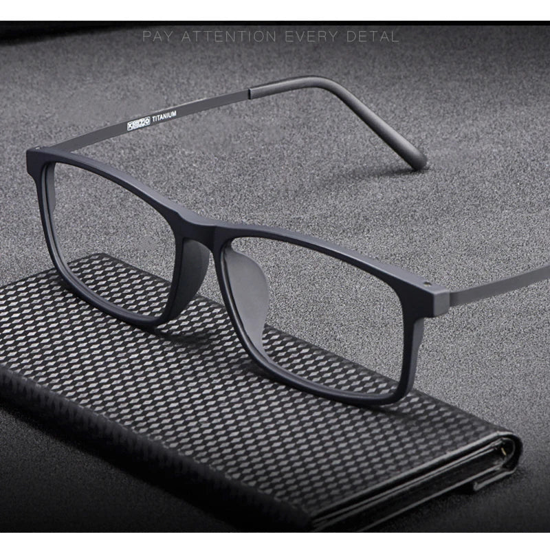 Hotony Unisex Full Rim Square Tr 90 Titanium Eyeglasses 720991