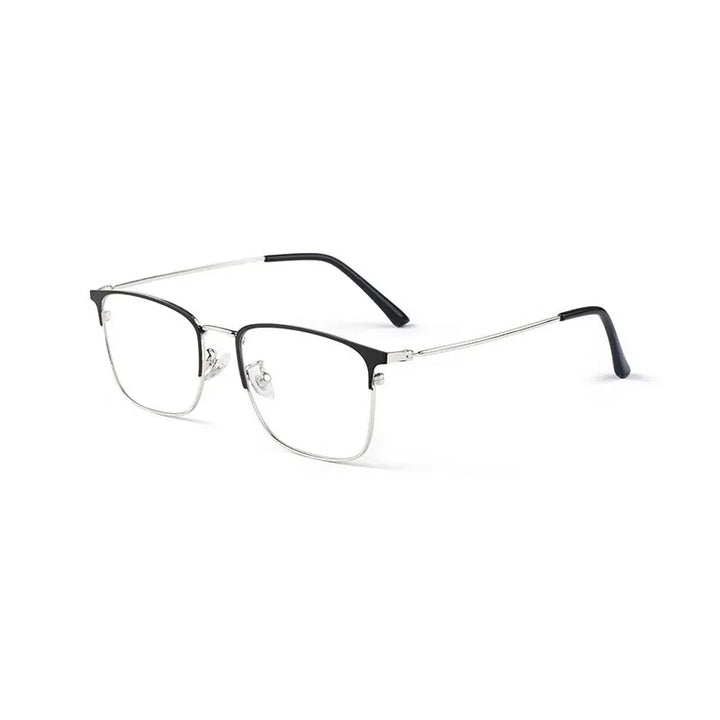 Hotochki Unisex Full Rim Square Alloy Eyeglasses 80165 Full Rim Hotochki BLACK SILVER  