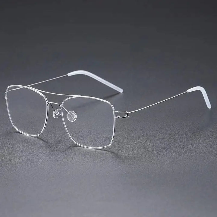 Aimee Unisex Full Rim Square Double Bridge Titanium Eyeglasses 1554 Full Rim Aimee Silver  