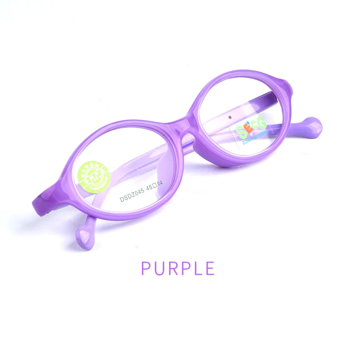 Secg Unisex Children's Full Rim Oval Tr 90 Silicone Eyeglasses 26045 Full Rim Secg purple  