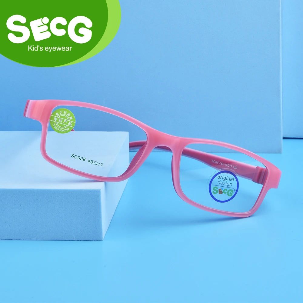 Secgs Unisex Youth's Full Rim Square Tr 90 Silicone Eyeglasses 3028 Full Rim Secg   