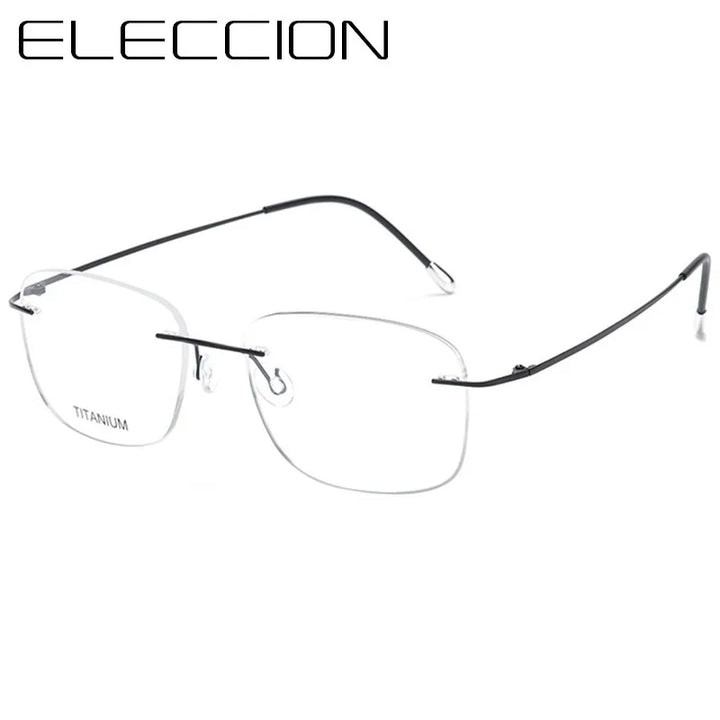 Eleccion Unisex Rimless Oval Square Titanium Eyeglasses 16010