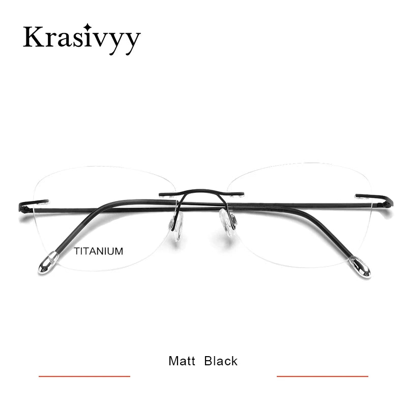 Krasivyy Unisex Rimless Oval Square Titanium Eyeglasses 316013