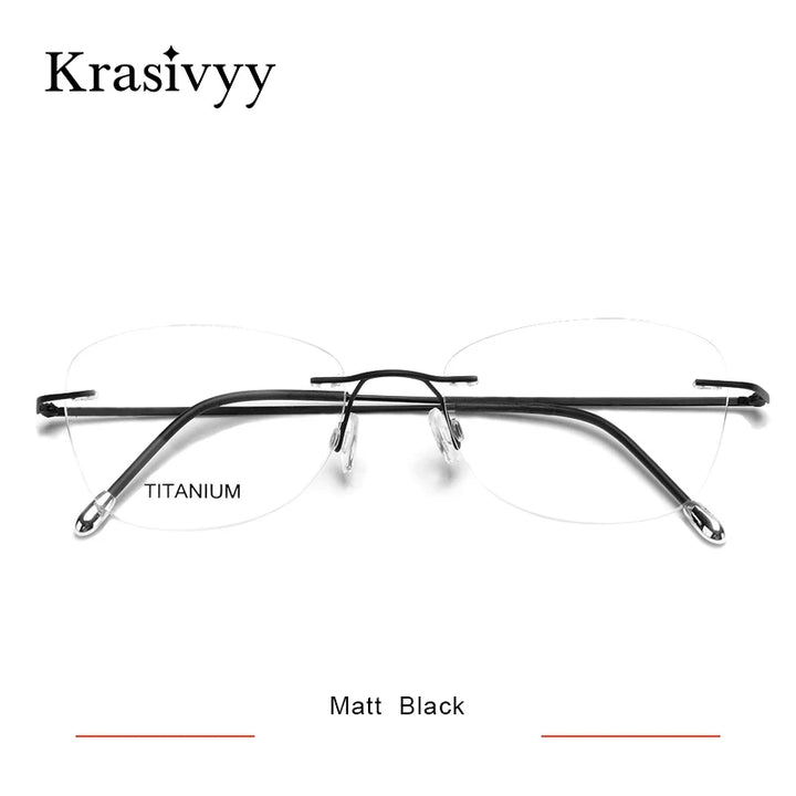 Krasivyy Unisex Rimless Oval Square Titanium Eyeglasses 316013