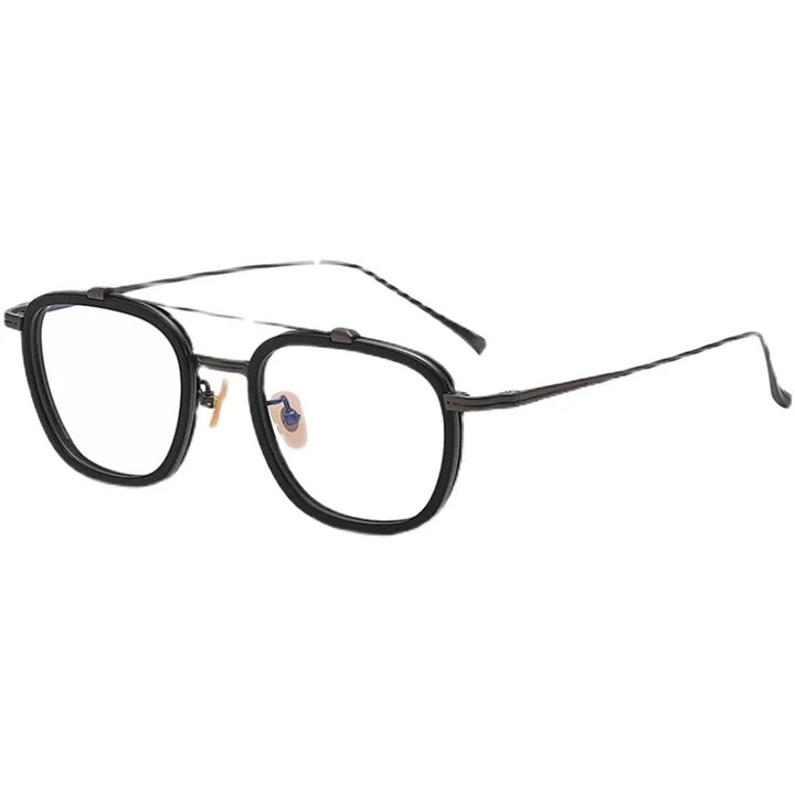 Aimee Unisex Full Rim Square Double Bridge Acetate Titanium Eyeglasses 20218