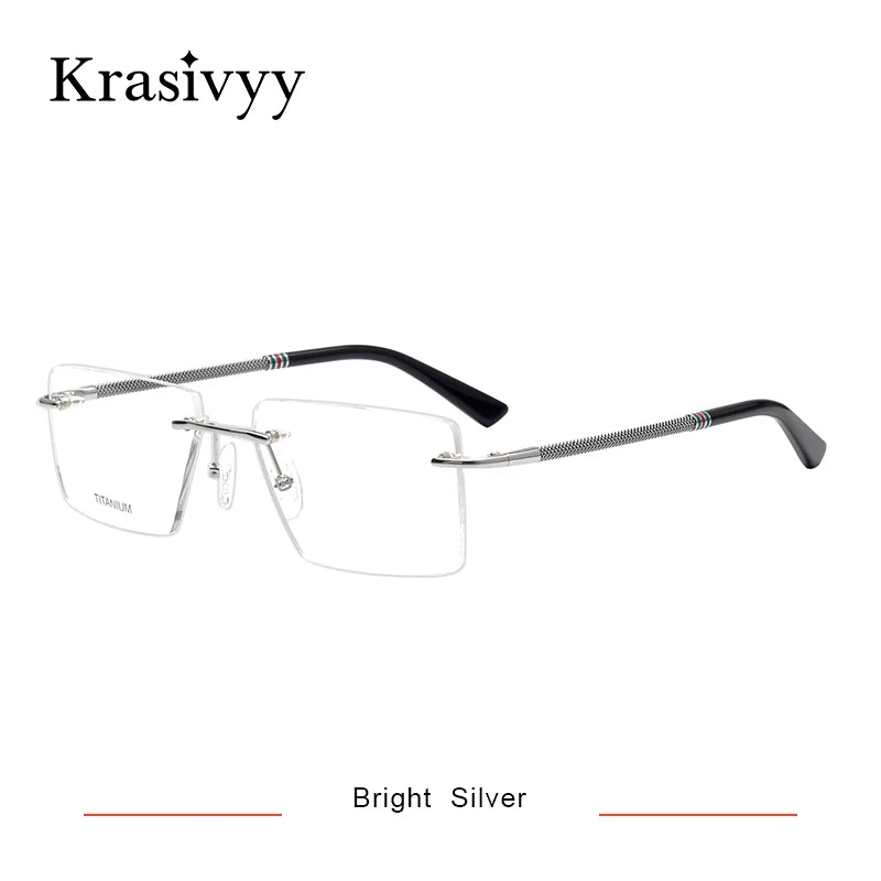 Krasivyy Women's Rimless Flat Top Square Titanium Eyeglasses 316057