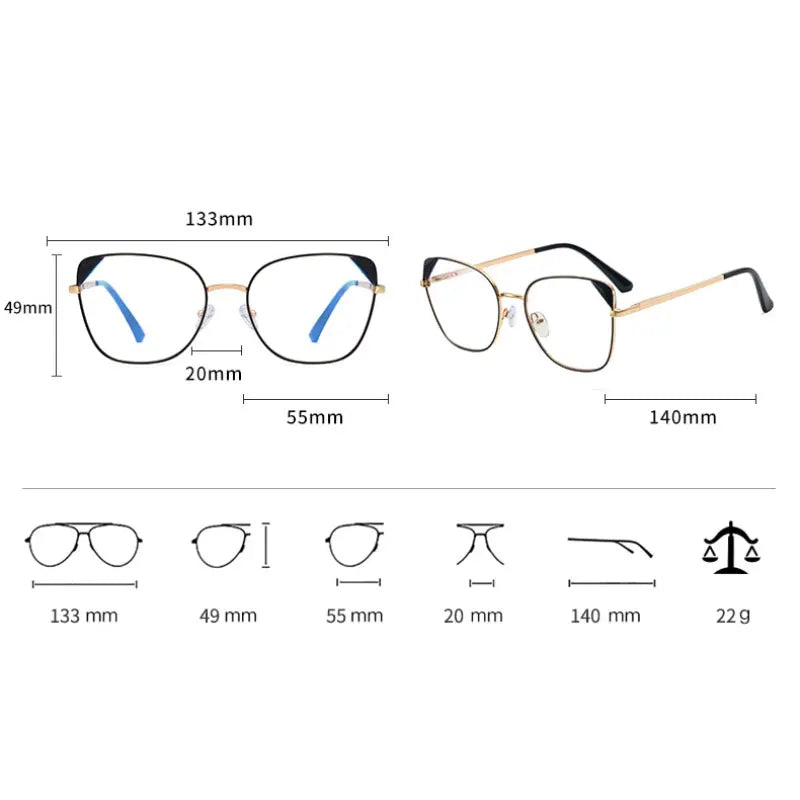 Hotony Women's Full Rim Square Cat Eye Tr 90 Alloy Eyeglasses 958054