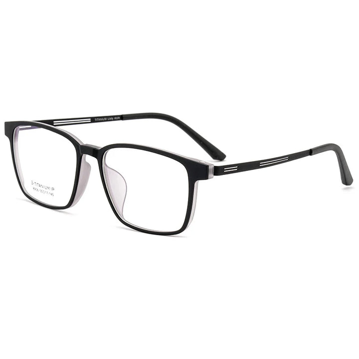 Kocolior Men's Full Rim Large Square Tr 90 Titanium Alloy Eyeglasses 8906 Full Rim Kocolior Black Transparent  