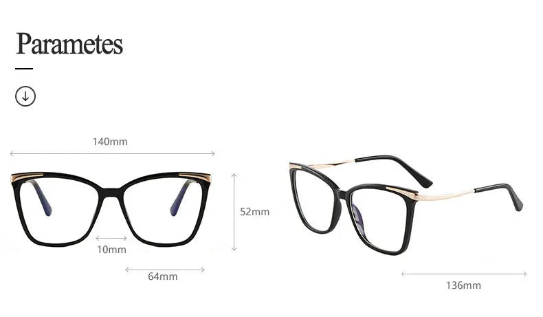 Hotony Women's Full Rim Square Cat Eye Tr 90 Alloy Eyeglasses 87051 Full Rim Hotony