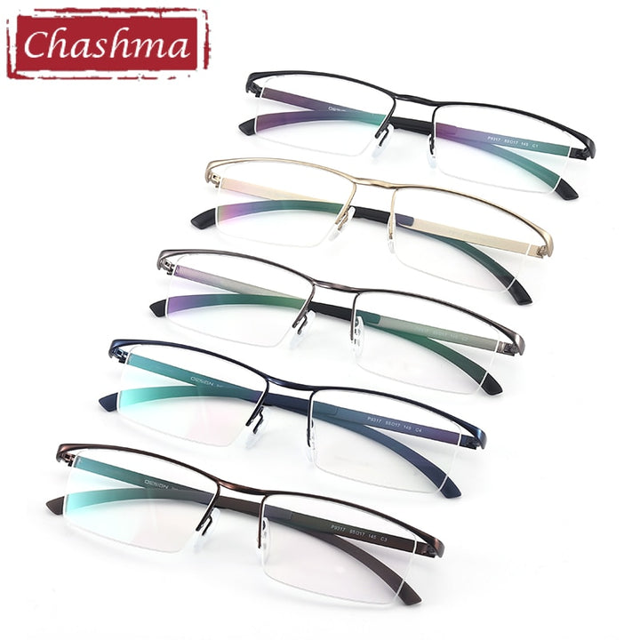 Chashma Men's Semi Rim Rectangle Titanium Alloy Eyeglasses P9317 Semi Rim Chashma   
