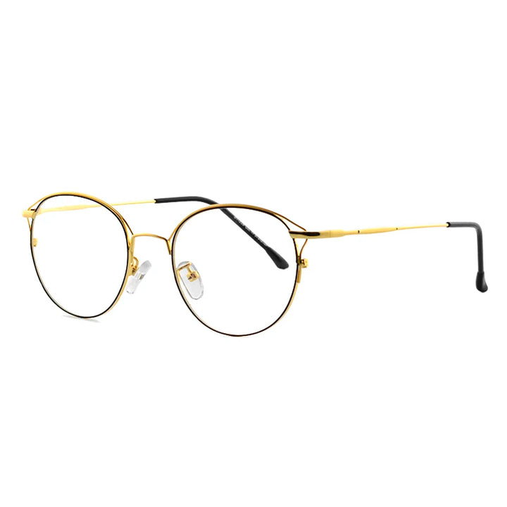 Bolluzzy Women's Full Rim Round Alloy Eyeglasses 4451 Full Rim Bolluzzy Black golden  