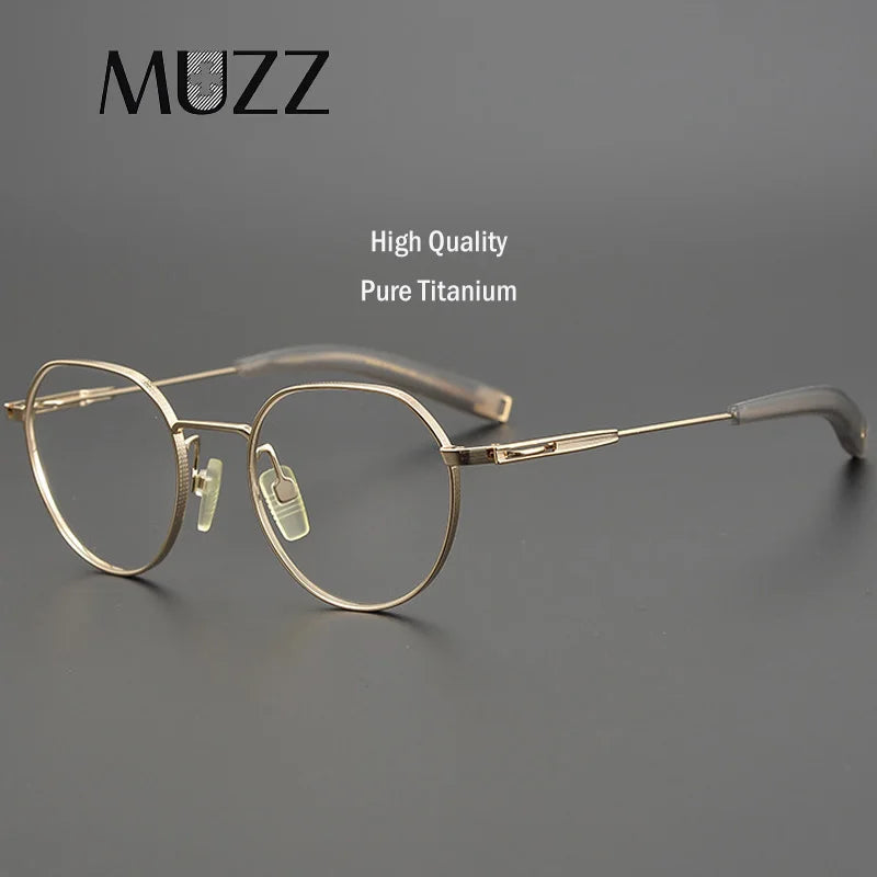 Muzz Women's Full Rim Flat Top Round Titanium Eyeglasses M0101 Full Rim Muzz   