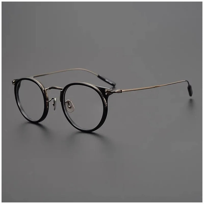 Aimee Unisex Full Rim Round Titanium Acetate Eyeglasses 1557 Full Rim Aimee Black Brown  