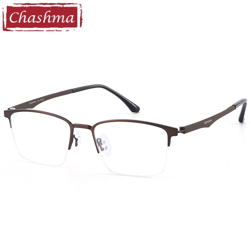 Chashma Men's Semi Rim Square Stainless Steel Eyeglasses 9411 Semi Rim Chashma Brown  