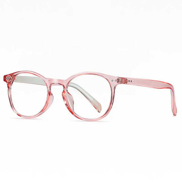 Hotochki Unisex Full Rim Round Tr 90 Alloy Eyeglasses 2301 Full Rim Hotochki Transparent Pink C46  