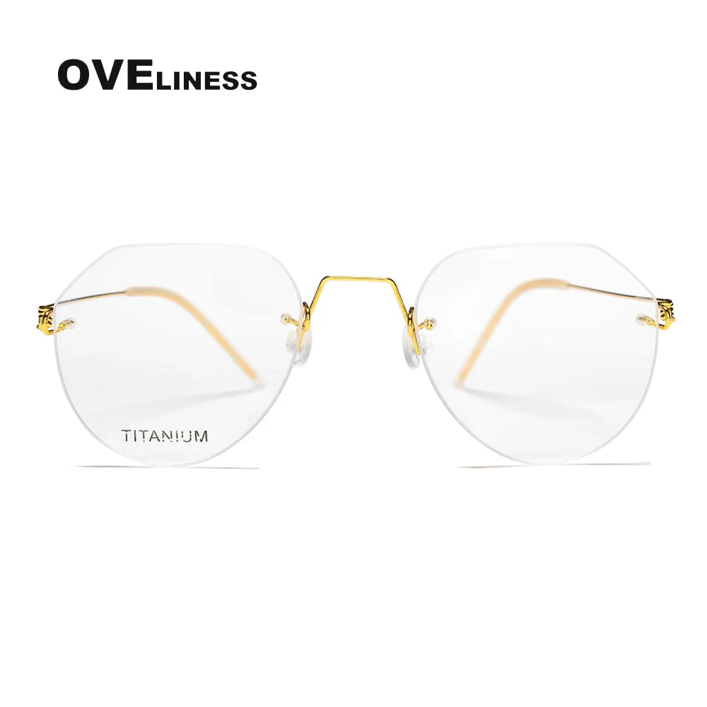 Oveliness Women's Rimless Flat Top Round Titanium Eyeglasses 399891