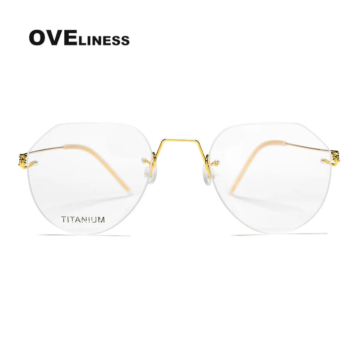 Oveliness Women's Rimless Flat Top Round Titanium Eyeglasses 399891
