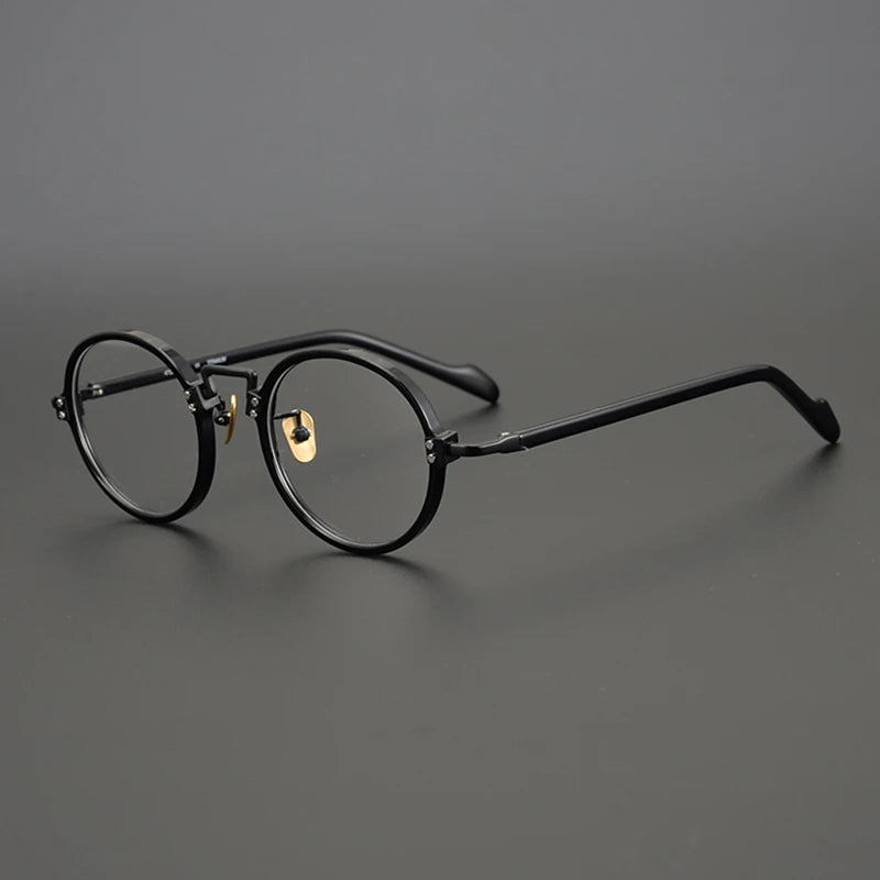 Gatenac Unisex Full Rim Round Acetate Titanium Eyeglasses Gxyj383