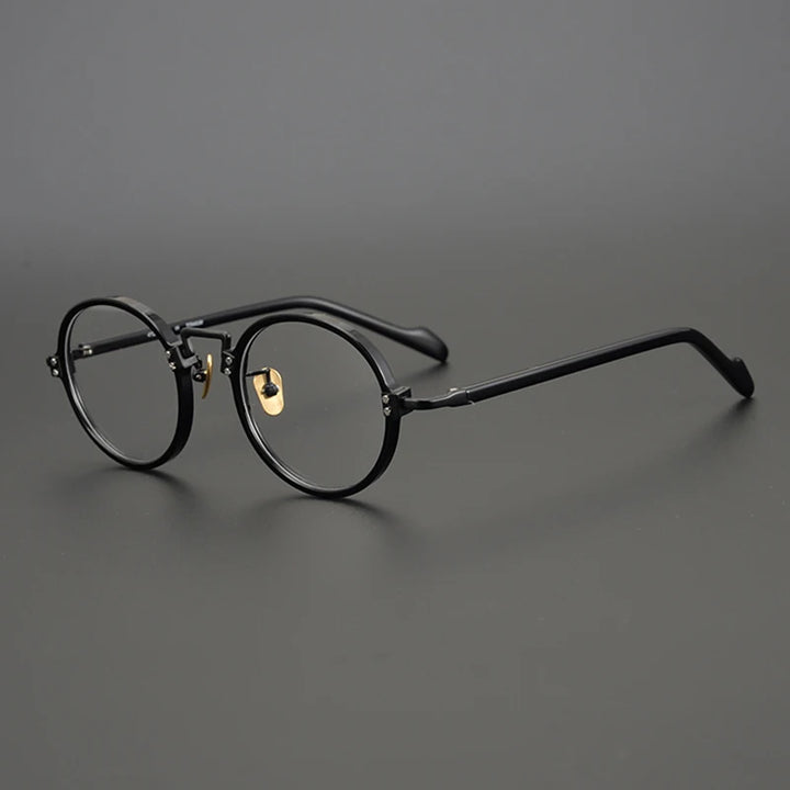 Gatenac Unisex Full Rim Round Acetate Titanium Eyeglasses Gxyj383