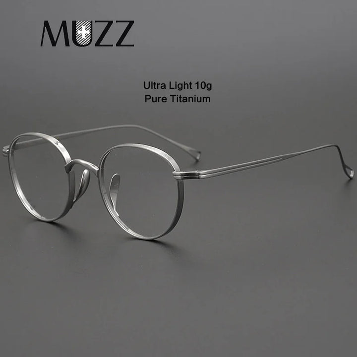 Muzz Men's Full Rim Small Square Oval Titanium Eyeglasses 10518 Full Rim Muzz   