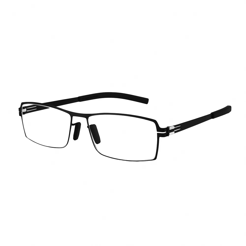 Aimee Unisex Full Rim Square Screwless Stainless Steel Eyeglasses 20585 Full Rim Aimee Black  