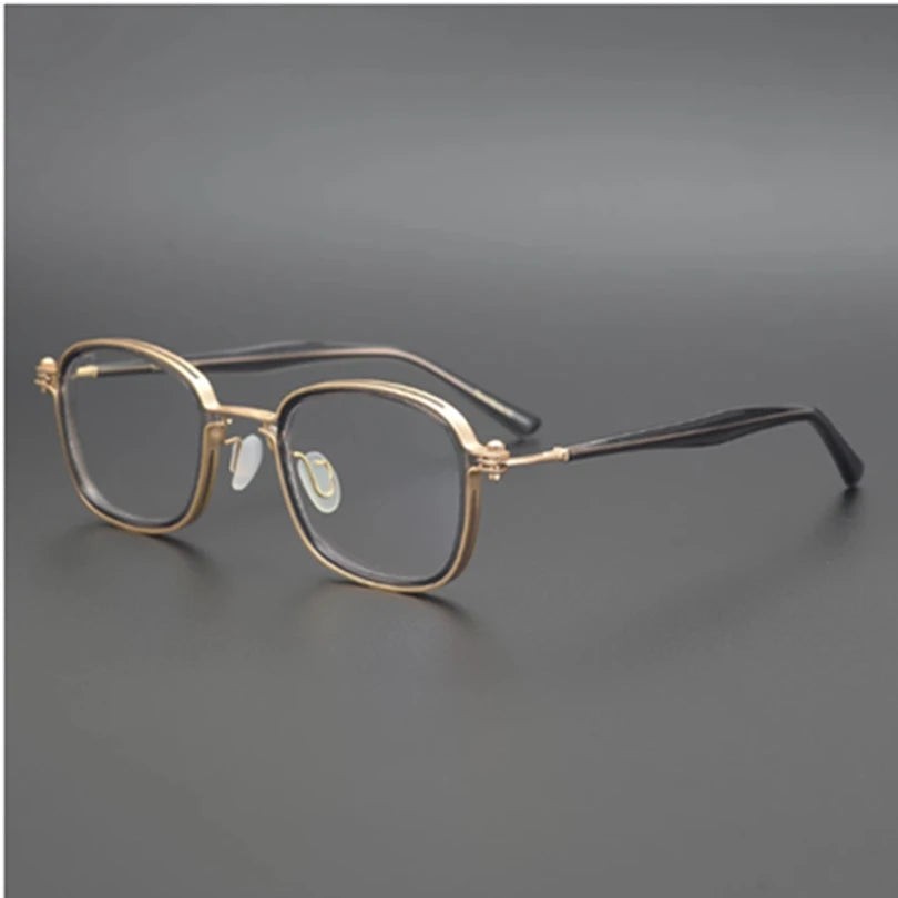 Aimee Unisex Full Rim Square Titanium Acetate Eyeglasses 14622 Full Rim Aimee Golden  