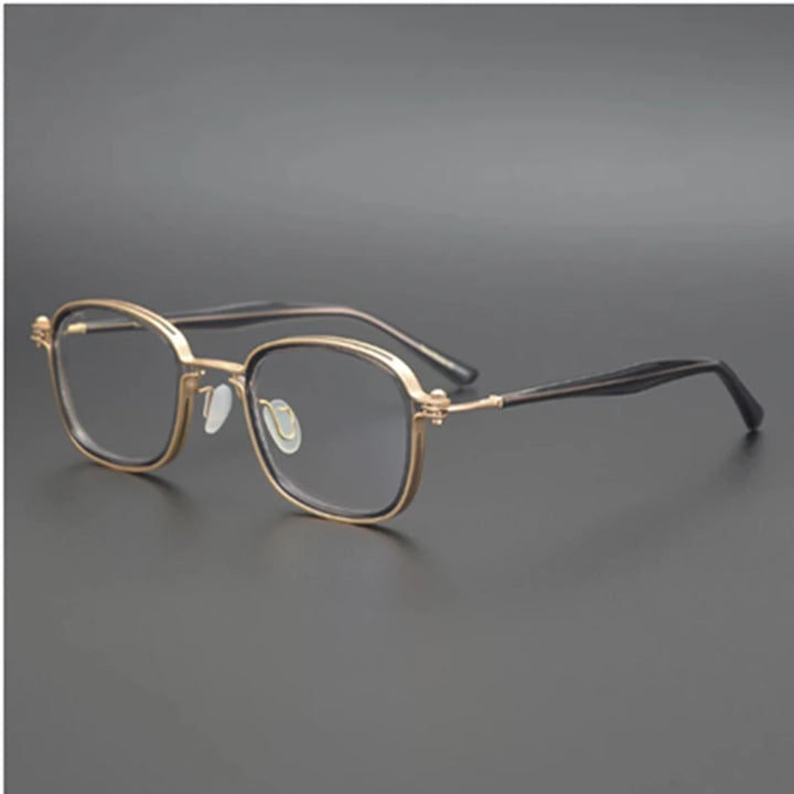 Aimee Unisex Full Rim Square Titanium Acetate Eyeglasses 14622 Full Rim Aimee Golden  