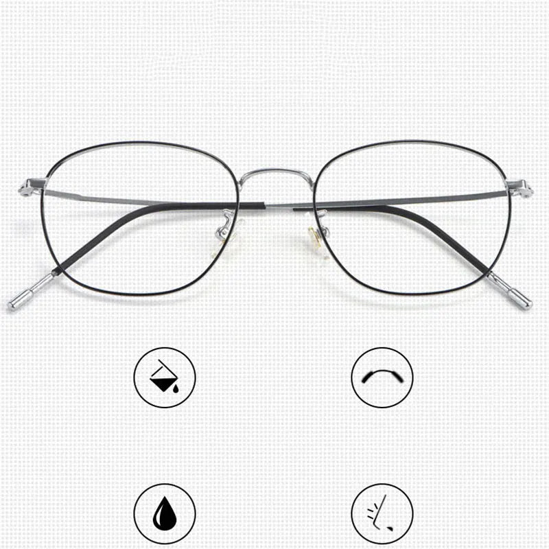 Hotony Unisex Full Rim Round Beta Titanium Prescription Eyeglasses 8822X size chart