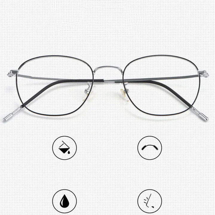 Hotony Unisex Full Rim Round Beta Titanium Prescription Eyeglasses 8822X size chart