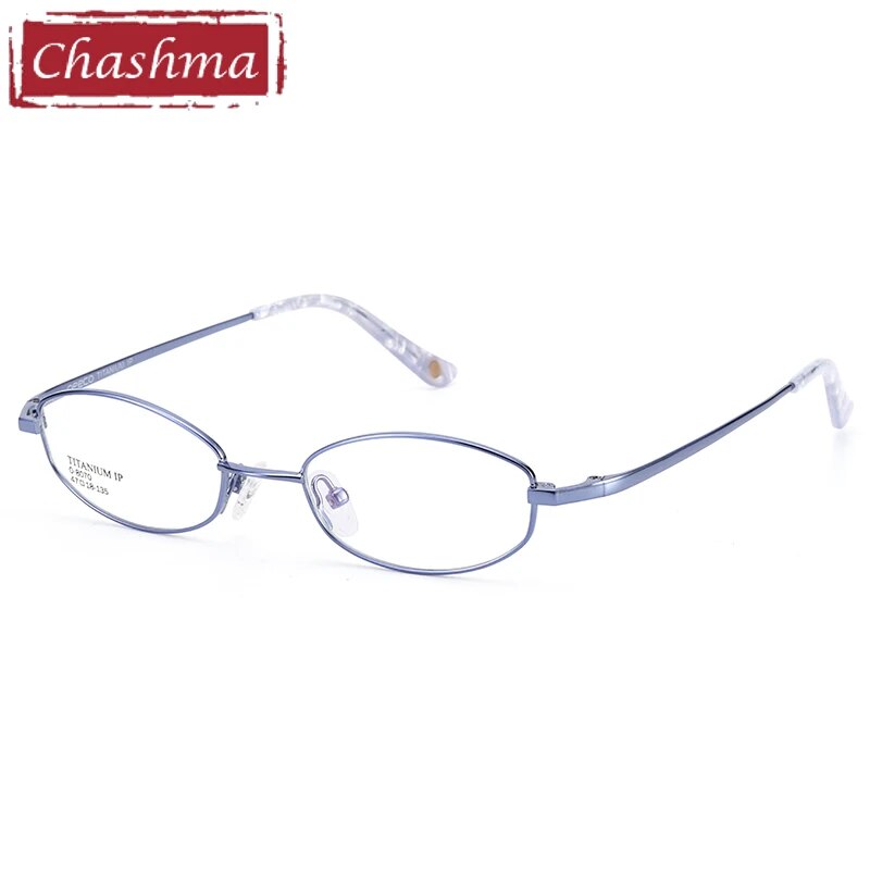 Unisex Small Oval Full Rim Titanium Frame Eyeglasses 8070 Full Rim Chashma Blue  
