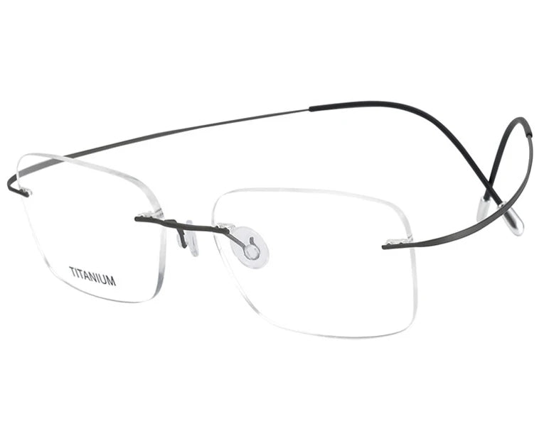 Eleccion Unisex Rimless Square Screwless Titanium Eyeglasses 16016 Rimless Eleccion C2. Gray Frame