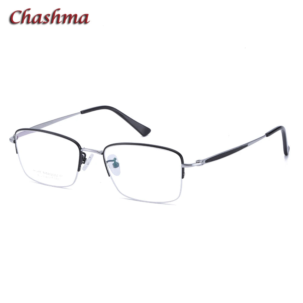 Chashma Ochki Men's Semi Rim Square Titanium Eyeglasses 89234