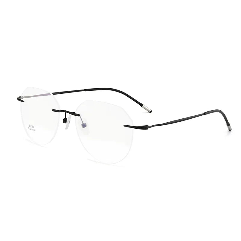 Men's Eyeglasses Ultralight Titanium Alloy Rimless S7052 Rimless Gmei Optical Black  