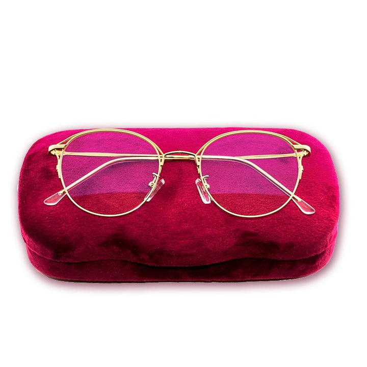 Bolluzzy Women's Full Rim Round Cat Eye Alloy Eyeglasses S11228 Full Rim Bolluzzy Gold  