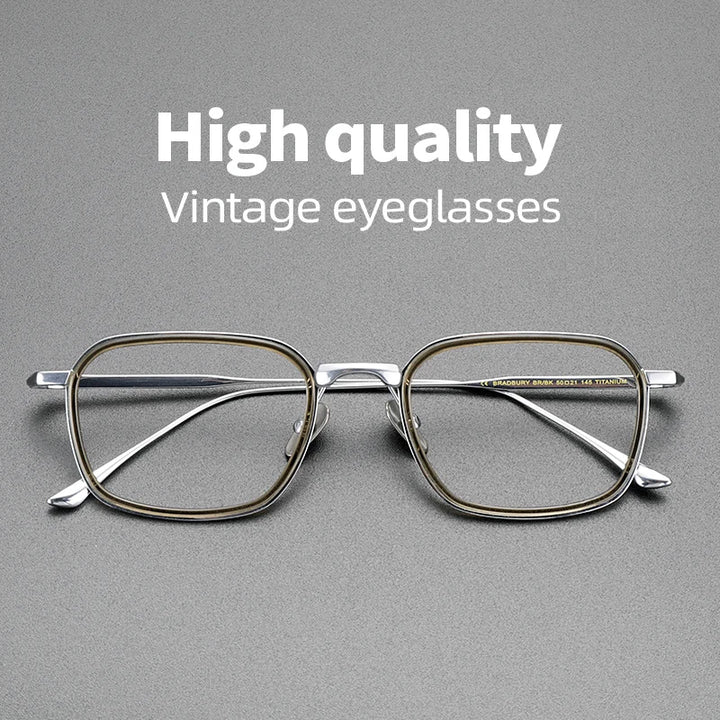 Hewei Unisex Full Rim Square Titanium Acetate Eyeglasses 0009 Full Rim Hewei   