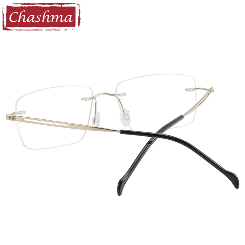 Chashma Ottica Men's Rimless Rectangle Titanium Eyeglasses 5019 Rimless Chashma Ottica   