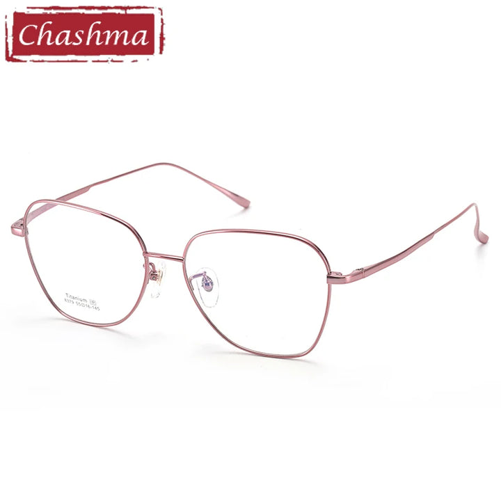 Chashma Unisex Full Rim Flat Top Polygon Titanium Eyeglasses 8379 Full Rim Chashma Pink Purple  