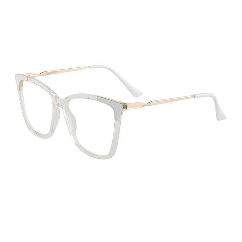 Hotony Women's Full Rim Square Cat Eye Tr 90 Alloy Eyeglasses 7050 Full Rim Hotony WHITE  