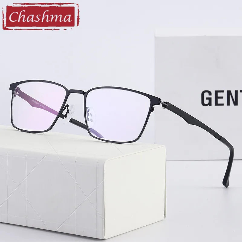 Chashma Ochki Men's Full Rim Square Titanium Alloy Eyeglasses 49410 Full Rim Chashma Ochki   