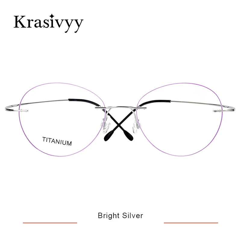 Krasivyy Unisex Rimless Oval Round Titanium Eyeglasses 36019