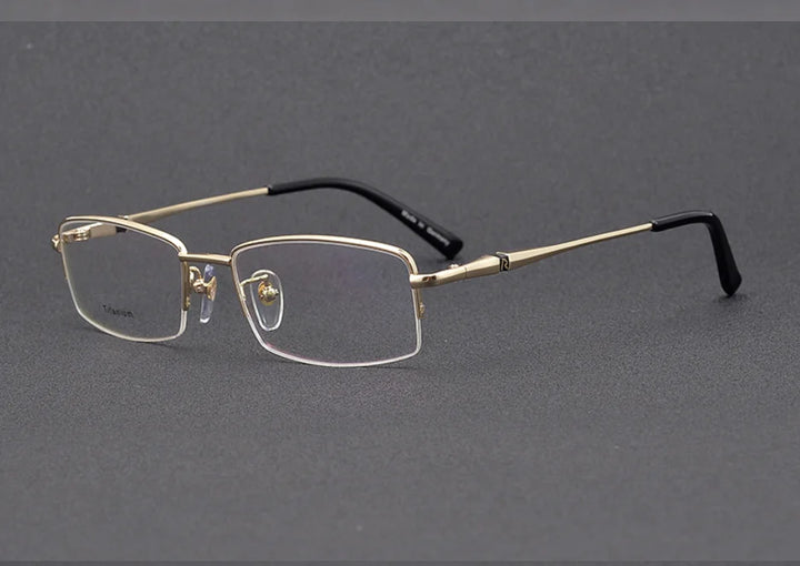 Aimee Unisex Semi Rim Square Titanium Eyeglasses 6023 Semi Rim Aimee Gold  