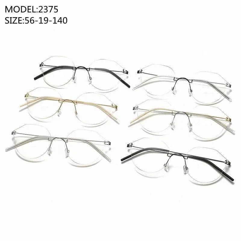 Aimee Unisex Rimless Cat Eye Screwless Titanium Eyeglasses 2375 Rimless Aimee   