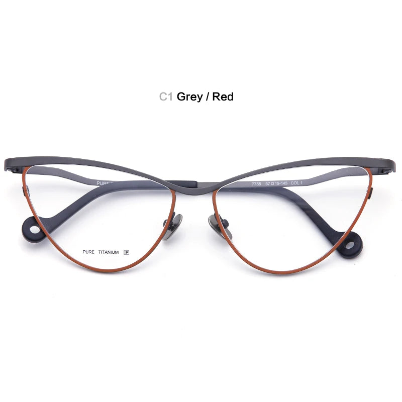Muzz Women's Full Rim Oval Cat Eye Titanium Eyeglasses