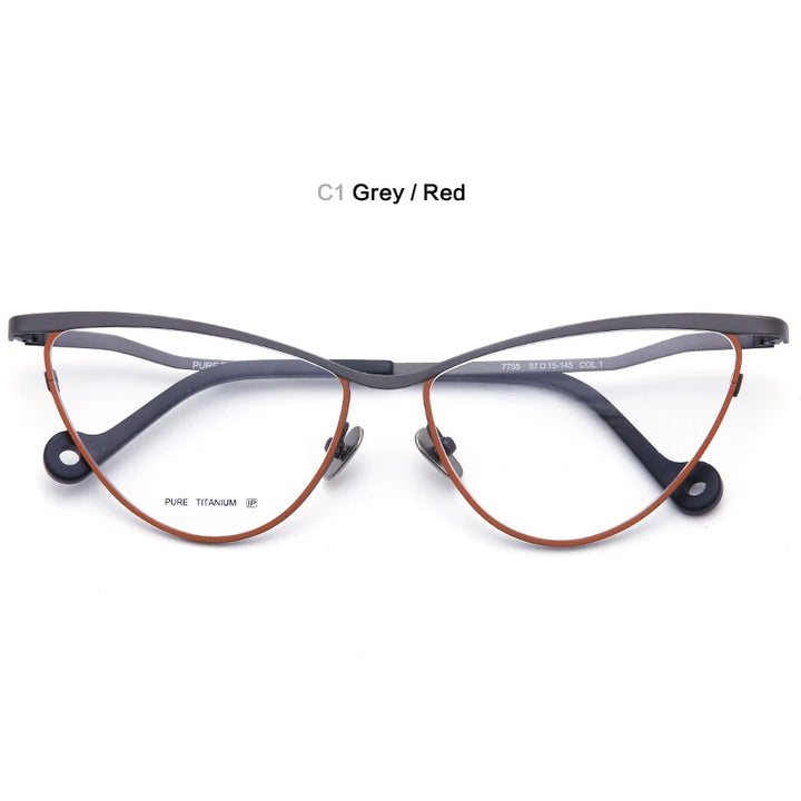 Muzz Women's Full Rim Oval Cat Eye Titanium Eyeglasses