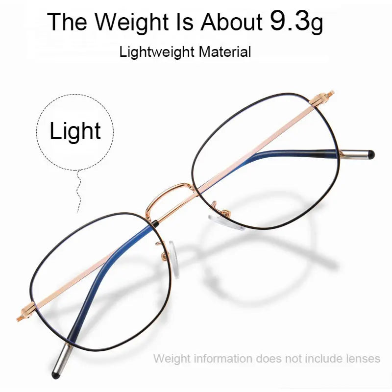 Hotony Unisex Full Rim Round Alloy Blue Light Prescription Eyeglasses 33006 size chart