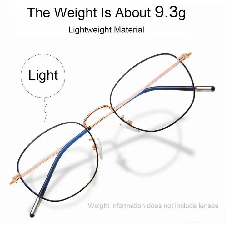 Hotony Unisex Full Rim Round Alloy Blue Light Prescription Eyeglasses 33006 size chart